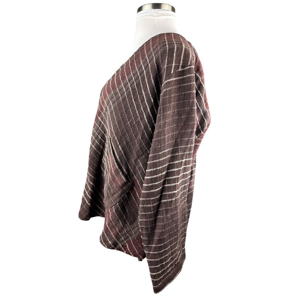 Yasuko Kurisaka Art to Wear Lagenlook Handwoven Brown Button Jacket Cardigan O/S - Picture 9 of 16